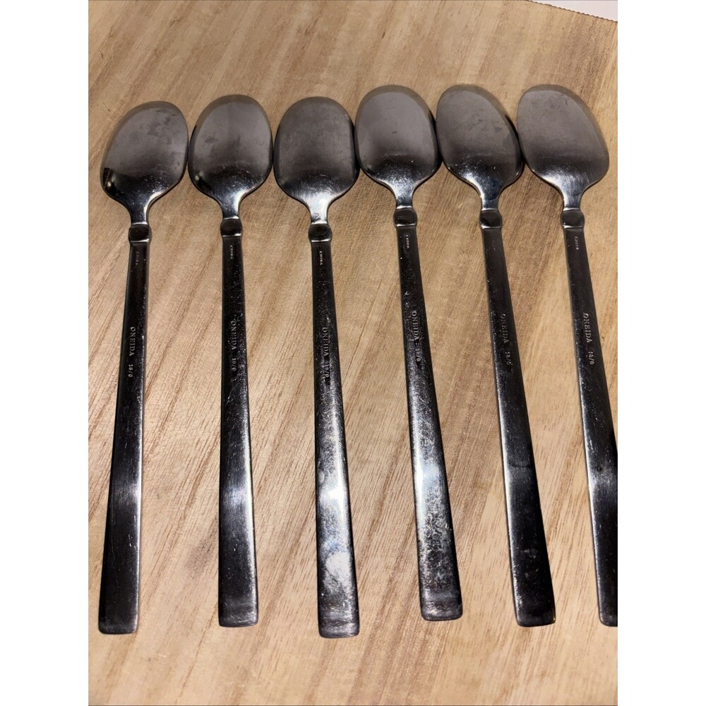 Oneida Chefs Table Stainless Flatware Place Spoons Dinner Set Of 6 18/0 - Picture 4 of 5